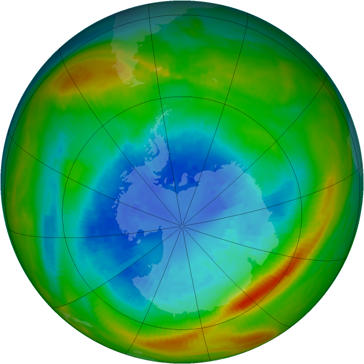 Antarctic ozone map for 13 September 1982